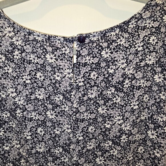 Vintage Jim Elliot Women's Floral Sleeveless Midi Dress Size 8 Navy White Rayon - Picture 7 of 10